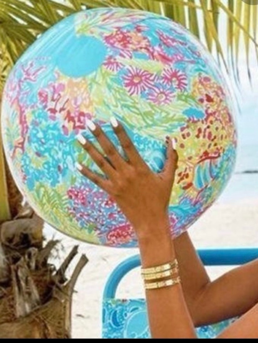 Lilly Pulitzer lovers coral beach ball